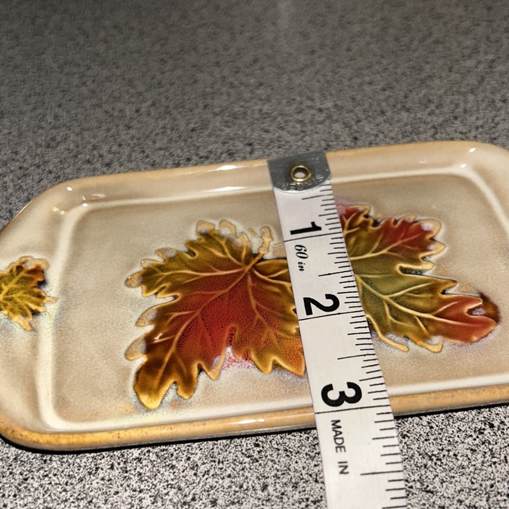 NWT Leaf Glazed Stoneware Trinket Tray by Willow Manor - Picture 10 of 11